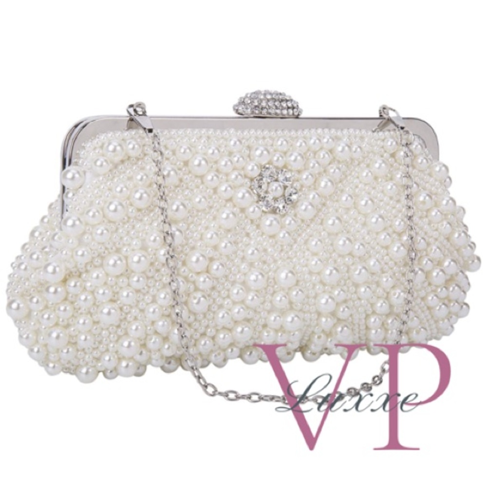Crystal Pearl Embroidered Evening Bag